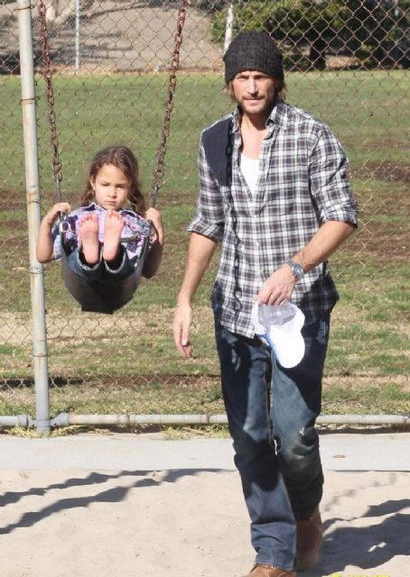 Gabriel Aubry with Daughter at Coldwater Park in Beverly Hills