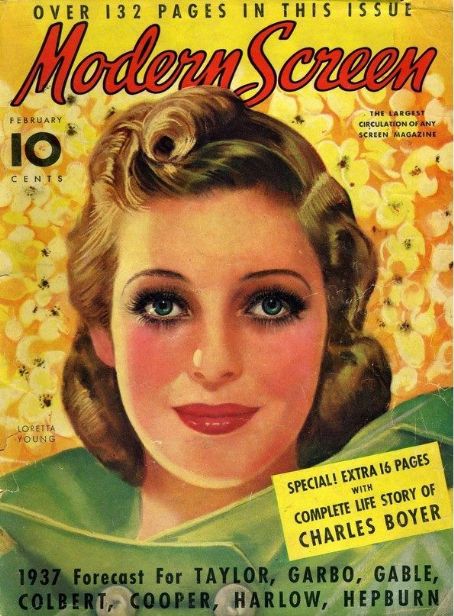 Loretta Young, Modern Screen Magazine February 1937 Cover Photo 