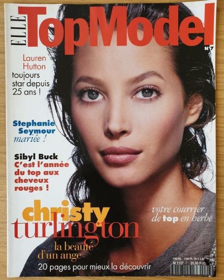 Christy Turlington, ELLE Topmodel Magazine December 1995 Cover Photo ...