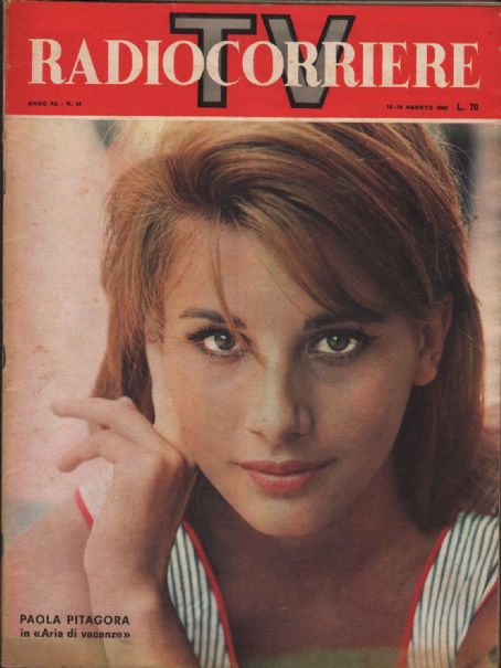 Paola Pitagora Tv Radiocorriere Magazine 18 August 1963 Cover Photo Italy