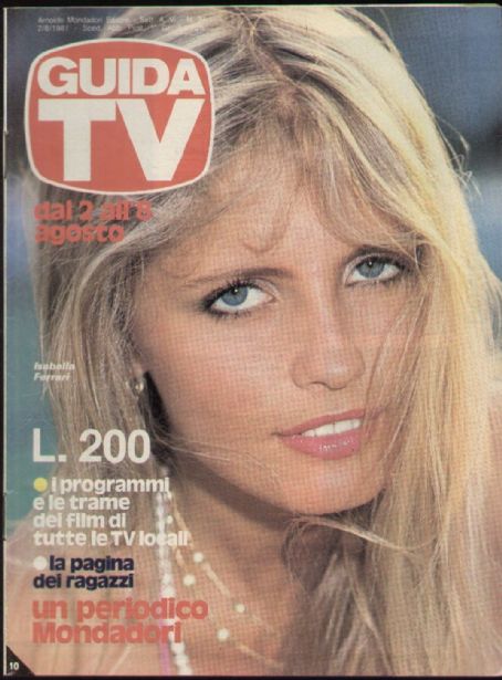 Isabella Ferrari - Guida TV Magazine Cover [Italy] (2 August 1981)