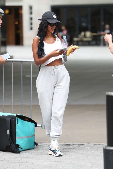 Maya Jama – Wearing a crop-top exits Greatest Hits radio show in London ...