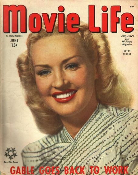 Betty Grable, Movie Life Magazine June 1945 Cover Photo - United States