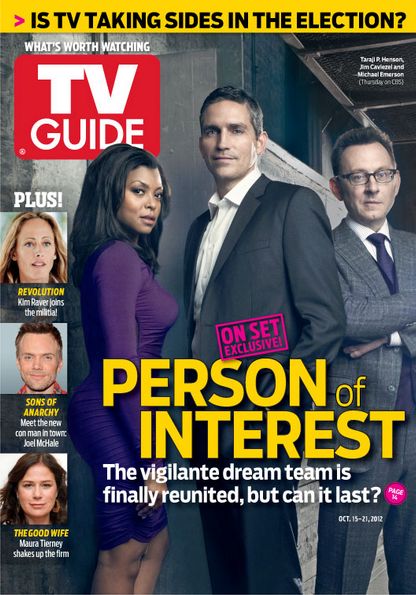 Jim Caviezel, Taraji P. Henson, Michael Emerson, Person of Interest - TV Guide Magazine Cover [United States] (15 October 2012)