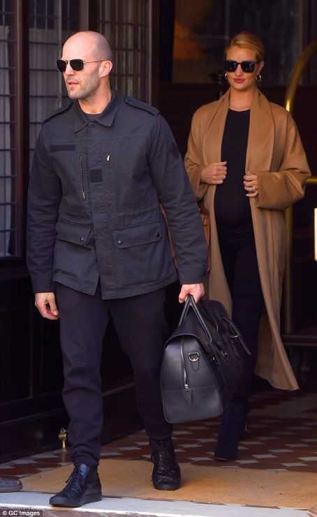 Jason Statham and pregnant Rosie Huntington-Whiteley leave hotel ...