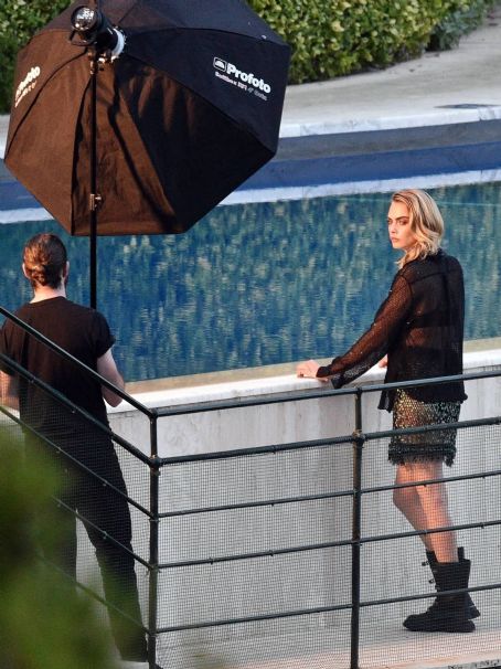 Cara Delevingne – on set for a Christian Dior photoshoot in Portofino
