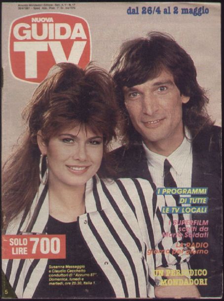 Susanna Messaggio, Claudio Cecchetto, Guida TV Magazine 26 April 1987 Cover Photo - Italy