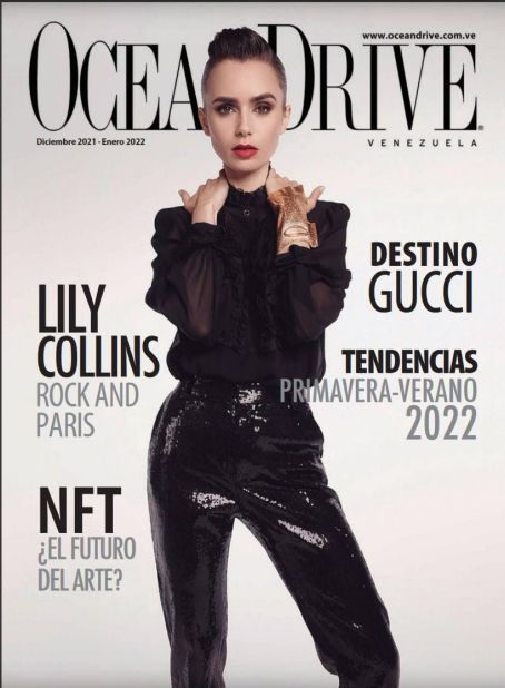 Lily Collins - Ocean Drive Magazine Cover [Venezuela] (December 2021)