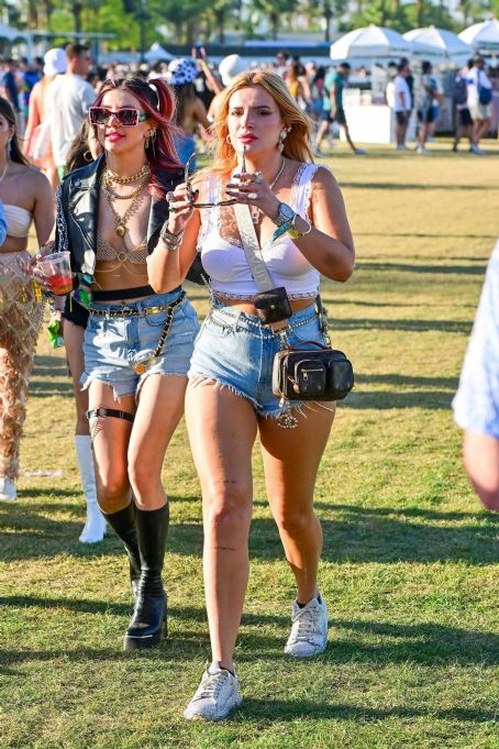 Bella Thorne – In denim shorts seen at Coachella 2022