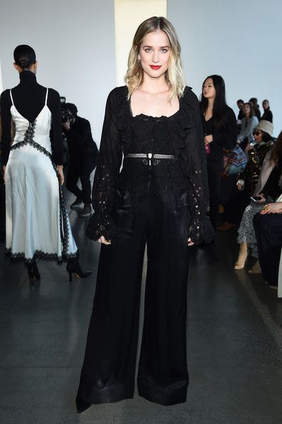 Elizabeth Lail attends the Self-Portrait front row during New York Fashion Week: The Shows at Gallery I at Spring Studios on February 9, 2019 in New York City