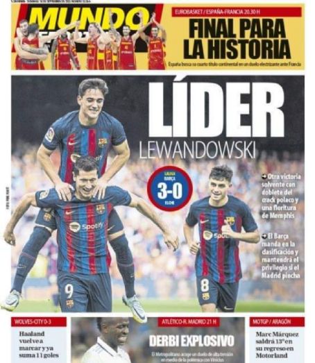 Robert Lewandowski - Mundo Deportivo Magazine Cover [Spain] (18 September 2022)
