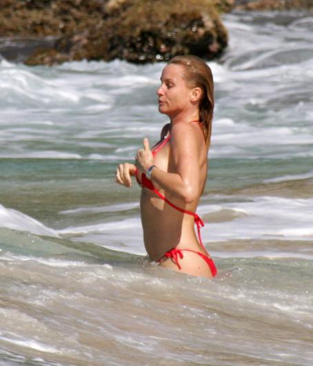 Nicolette Sheridan in red bikini spends Xmas day in St Barts Dec