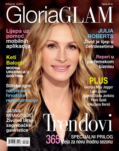 Julia Roberts, Gloria Glam Magazine August 2014 Cover Photo - Croatia