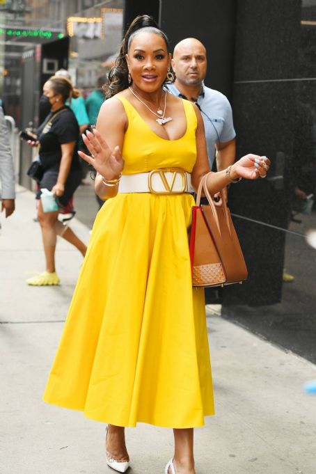 Vivica A. Fox – In a yellow Valentino dress arrives at ‘Live with Kelly and Ryan’ TV show in NY