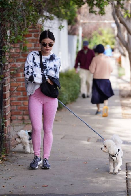 Lucy Hale – Walk with her dogs in Los Angeles