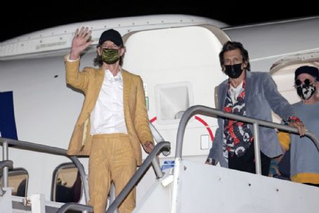 Mick Jagger, Keith Richards and Ron Wood touch down at Hollywood Burbank Airport on October 11, 2021 ahead of their shows at SoFi Stadium on October 14, 2021 and October 17, 2021 for their NO FILTER Tour