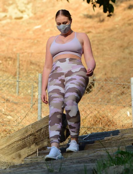 Iskra Lawrence – In camo leggings out for hike in Los Angeles