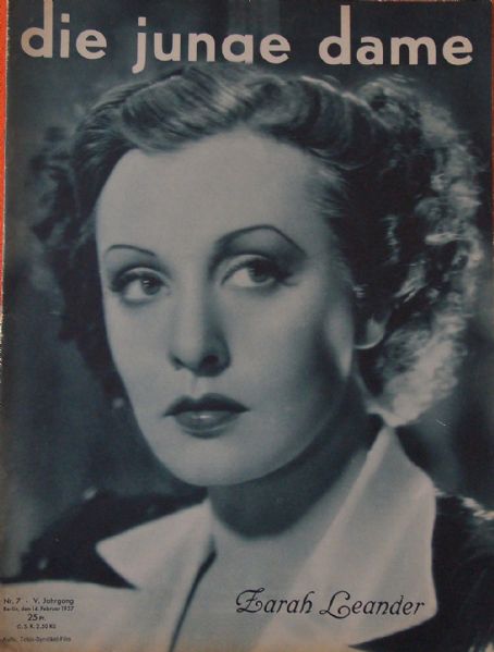 Zarah Leander, Die Junge Dame Magazine 14 February 1937 Cover Photo ...