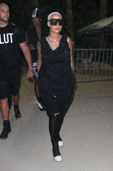Amber Rose in Black at 2018 Coachella Festival in Indio
