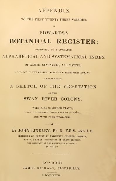 A Sketch of the Vegetation of the Swan River Colony