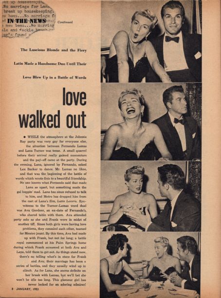 Lana Turner and Fernando Lamas - Movie Life Magazine Pictorial [United States] (January 1953)