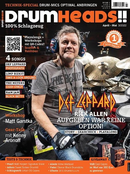 Rick Allen - DrumHeads!! Magazine Cover [Germany] (April 2022)
