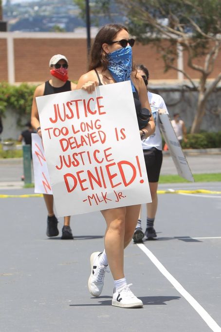 Sarah Sutherland at a protest in West Hollywood