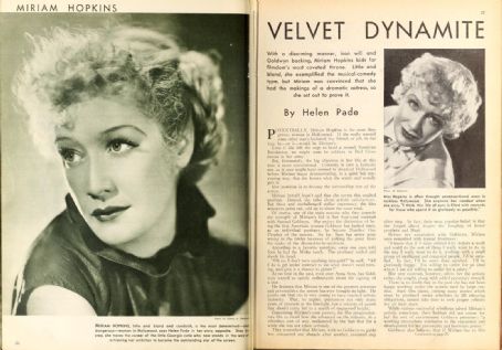 Miriam Hopkins - Picture Play Magazine Pictorial [United States] (March 1935)