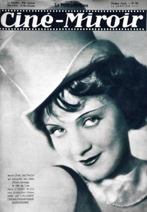 Marlene Dietrich, Cine-Miroir Magazine 16 January 1931 Cover Photo - France