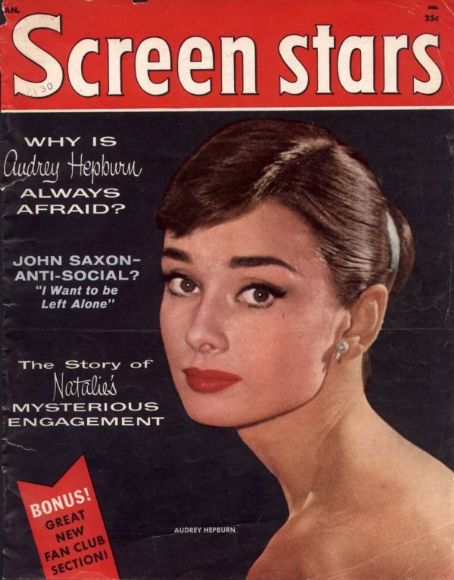 Audrey Hepburn, Screen Stars Magazine January 1958 Cover Photo - United ...