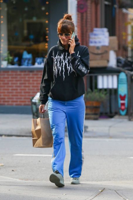 Helena Christensen – Chats on her phone while out in New York