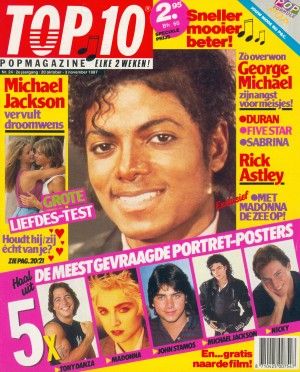 Michael Jackson, Top 10 Magazine 20 October 1987 Cover Photo - Netherlands