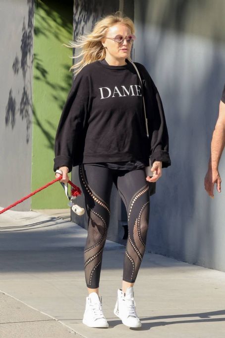 Malin Akerman – Seen wearing a Dame sweatshirt as she walks in Los