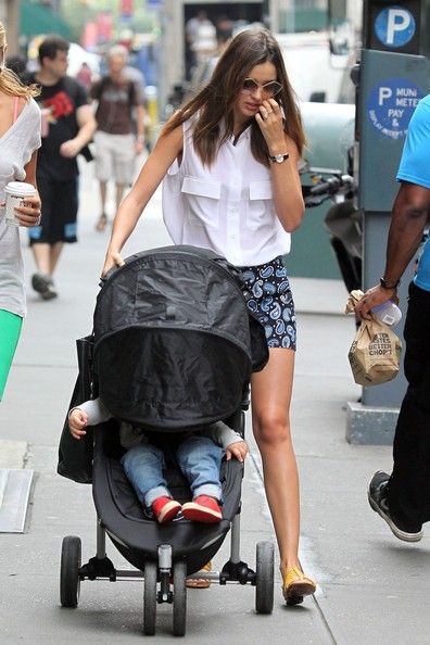 Miranda Kerr and Flynn stop traffic in mother and son brights