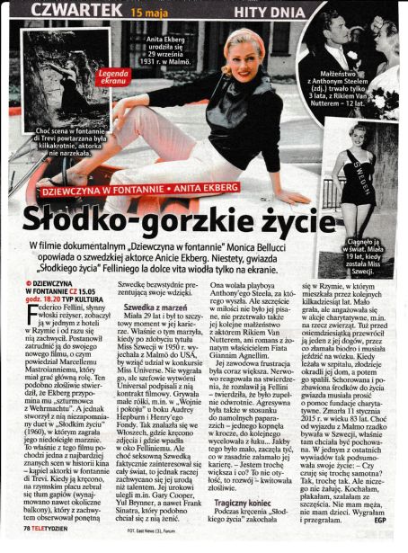 Anita Ekberg - Tele Tydzień Magazine Pictorial [Poland] (9 May 2025)