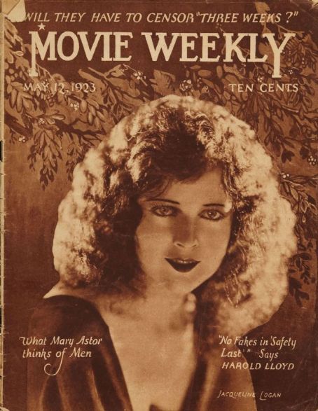 Jacqueline Logan, Movie Weekly Magazine 12 May 1923 Cover Photo ...