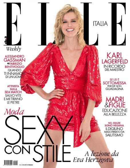 Eva Herzigova, Elle Magazine 09 March 2019 Cover Photo - Italy