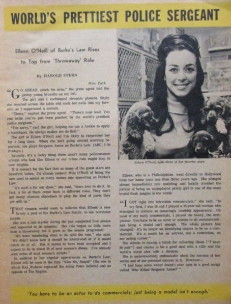 Eileen O'Neill - TV Week Chicago Tribune Magazine Pictorial [United States] (27 June 1964)