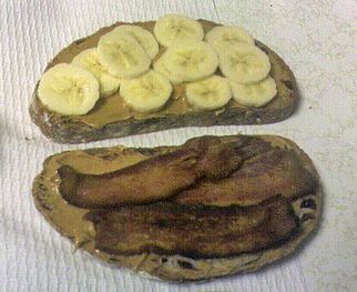 Peanut butter, banana and bacon sandwich