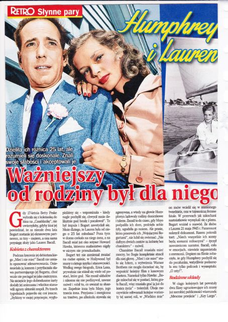 Lauren Bacall and Humphrey Bogart - Retro Magazine Pictorial [Poland] (May 2016)