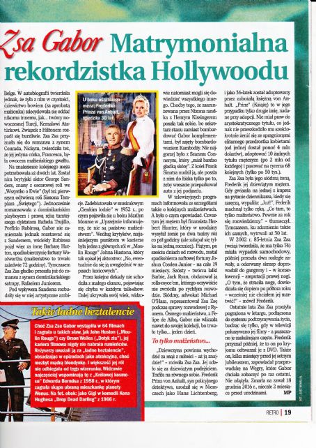 Zsa Zsa Gabor - Retro Magazine Pictorial [Poland] (August 2019)