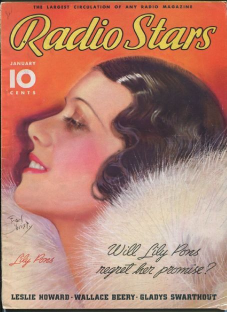 Lily Pons Radio Stars Magazine January 1936 Cover Photo United States 0910