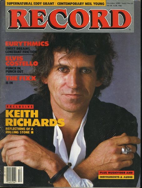 Keith Richards, Record Magazine October 1983 Cover Photo - United States