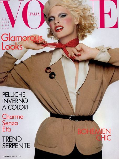 Linda Evangelista Vogue Magazine November 1994 Cover Photo Italy