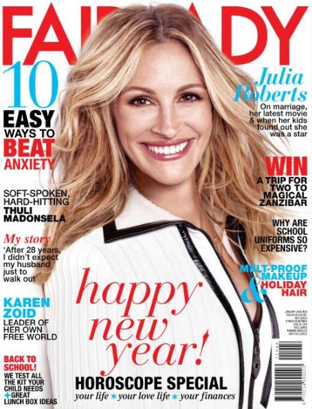 Julia Roberts, Fairlady Magazine January 2016 Cover Photo - South Africa