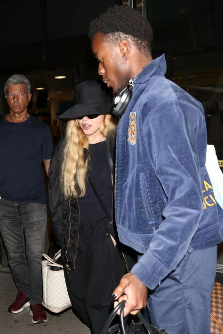 Madonna  wore a wide-brimmed hat at JFK Airport in New York