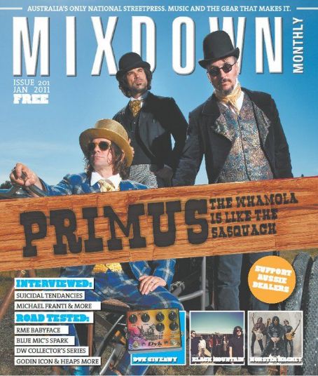 Les Claypool Primus Jay Lane Larry Lalonde Mixdown Magazine January 2011 Cover Photo Australia