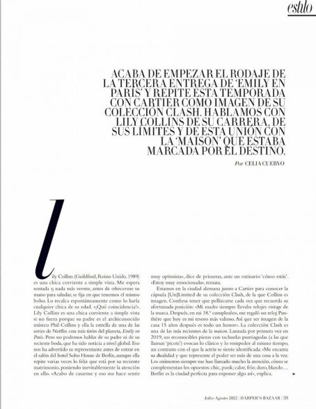 Lily Collins – Harper’s Bazaar Espana (July-August 2022)