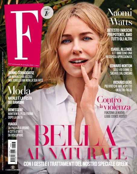 Naomi Watts, F Magazine Magazine 26 November 2019 Cover Photo - Italy