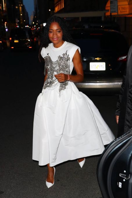 Naomie Harris – In an all-white dress at Omega 5th Avenue in New York